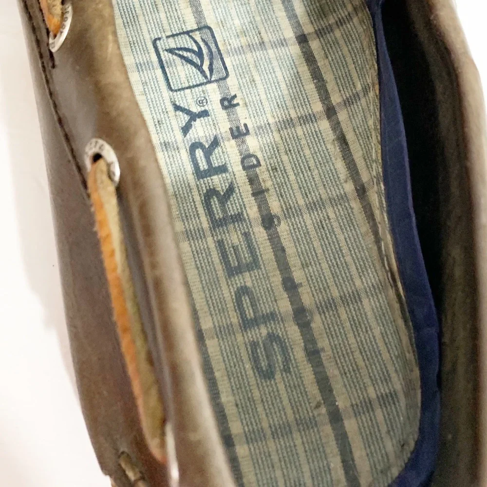 Sperry Classic Topsider Leather 2-Eye Lace Up Leather Laces Boat Shoes Brown 🟫